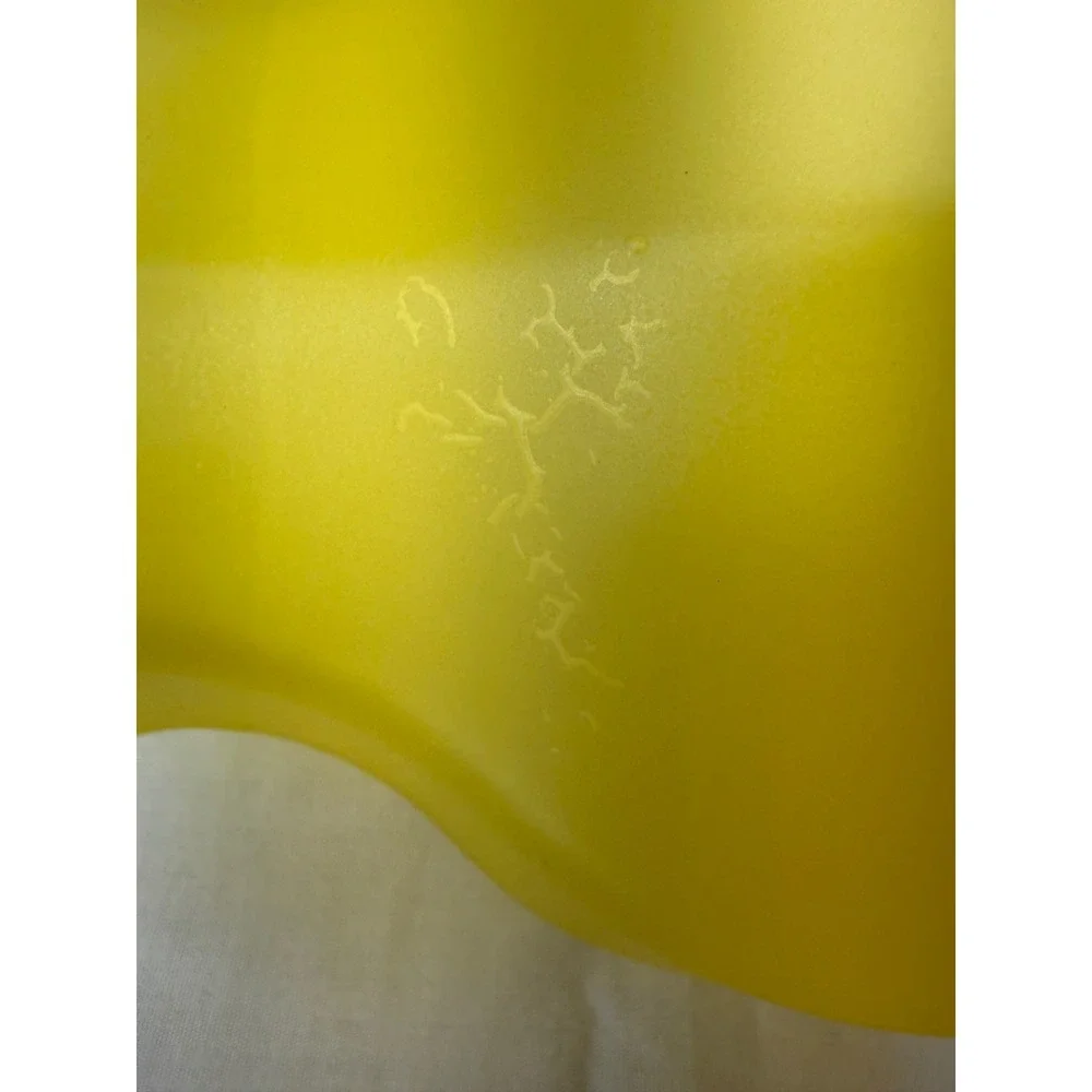 Vintage GGG Frosted Yellow Glass Paneled Vase Flared Rim 8